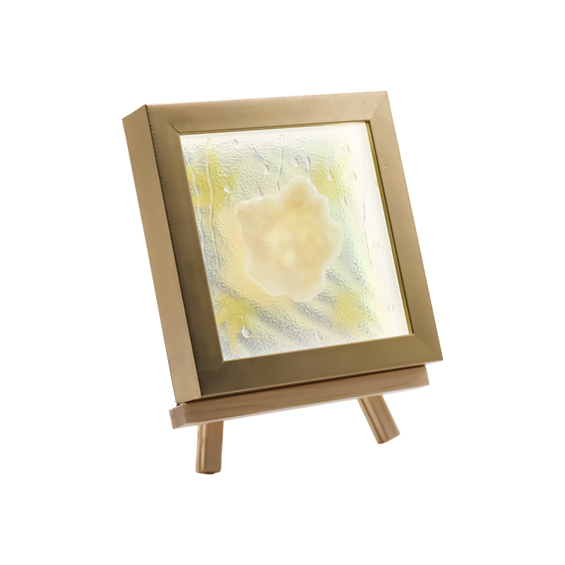 Kwadratowa jasnożółta lampa artystyczna w kształcie liścia klonu - Maple Frost