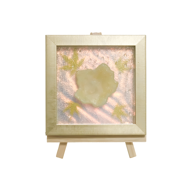 Kwadratowa jasnożółta lampa artystyczna w kształcie liścia klonu - Maple Frost